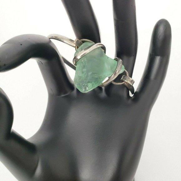 Womens Light Green Fluorite Crystal Bracelet Wire Wrapped Hook Close Silver Tone - Picture 3 of 7